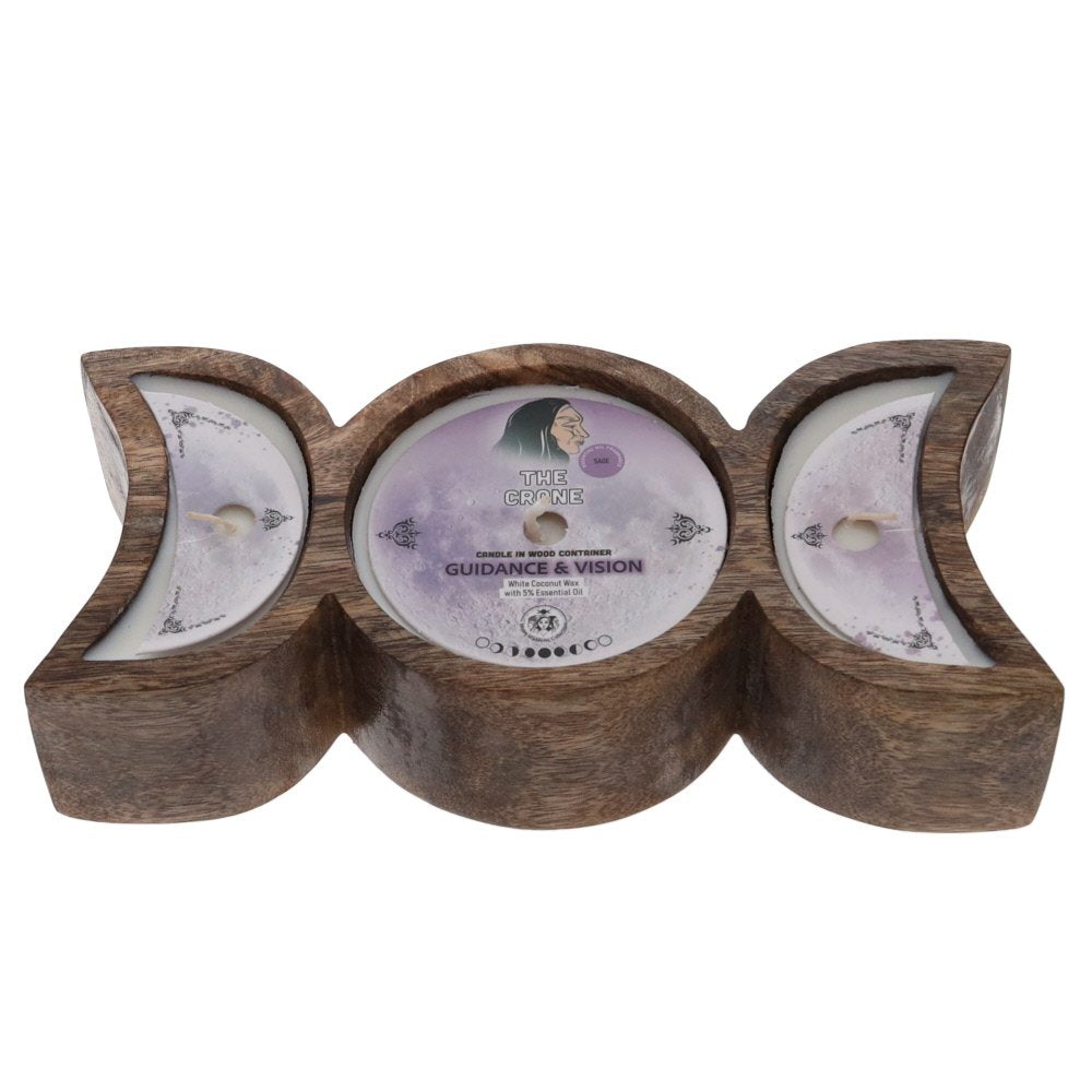 Candle // The Crone Triple Moon // Sage // Guidance and Vision // 22cm x 10cm