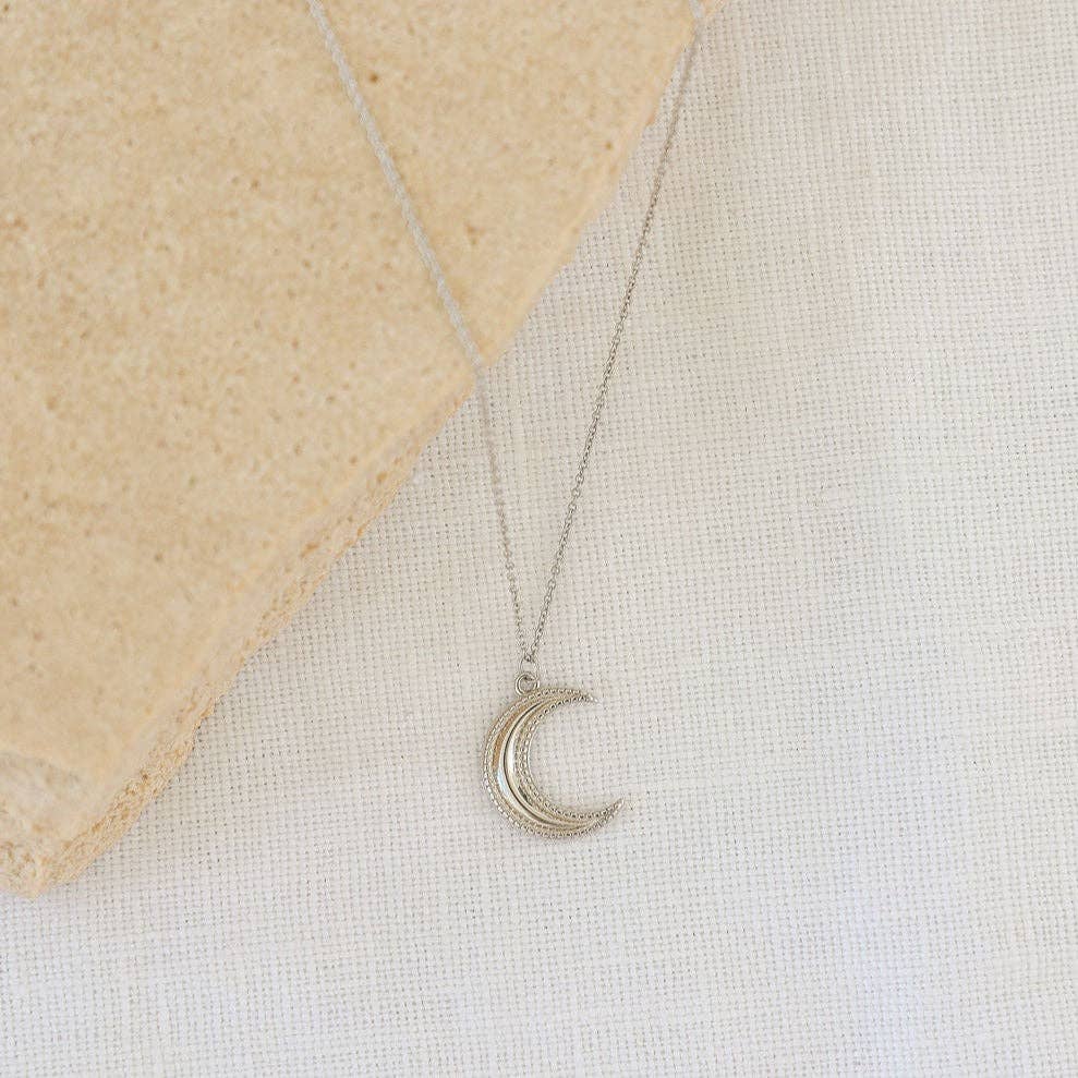 Crescent Moon Necklace in Silver