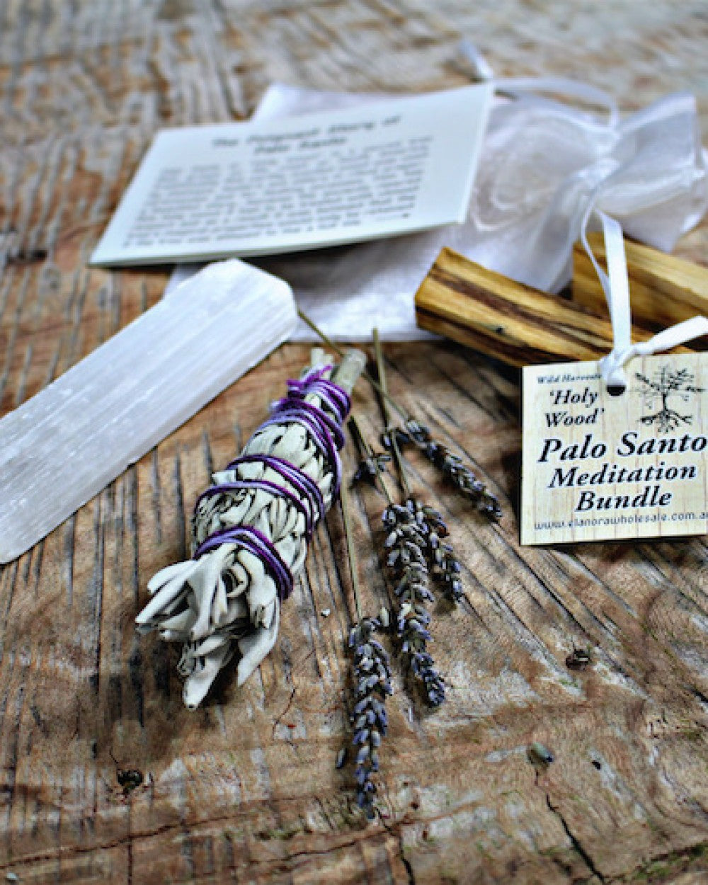Smudge Kit // Palo Santo Meditation Bundle w Selenite Wand