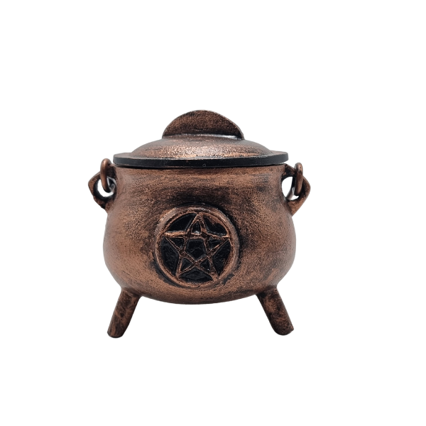 Cauldron // Pentagram With Lid // Copper Antique