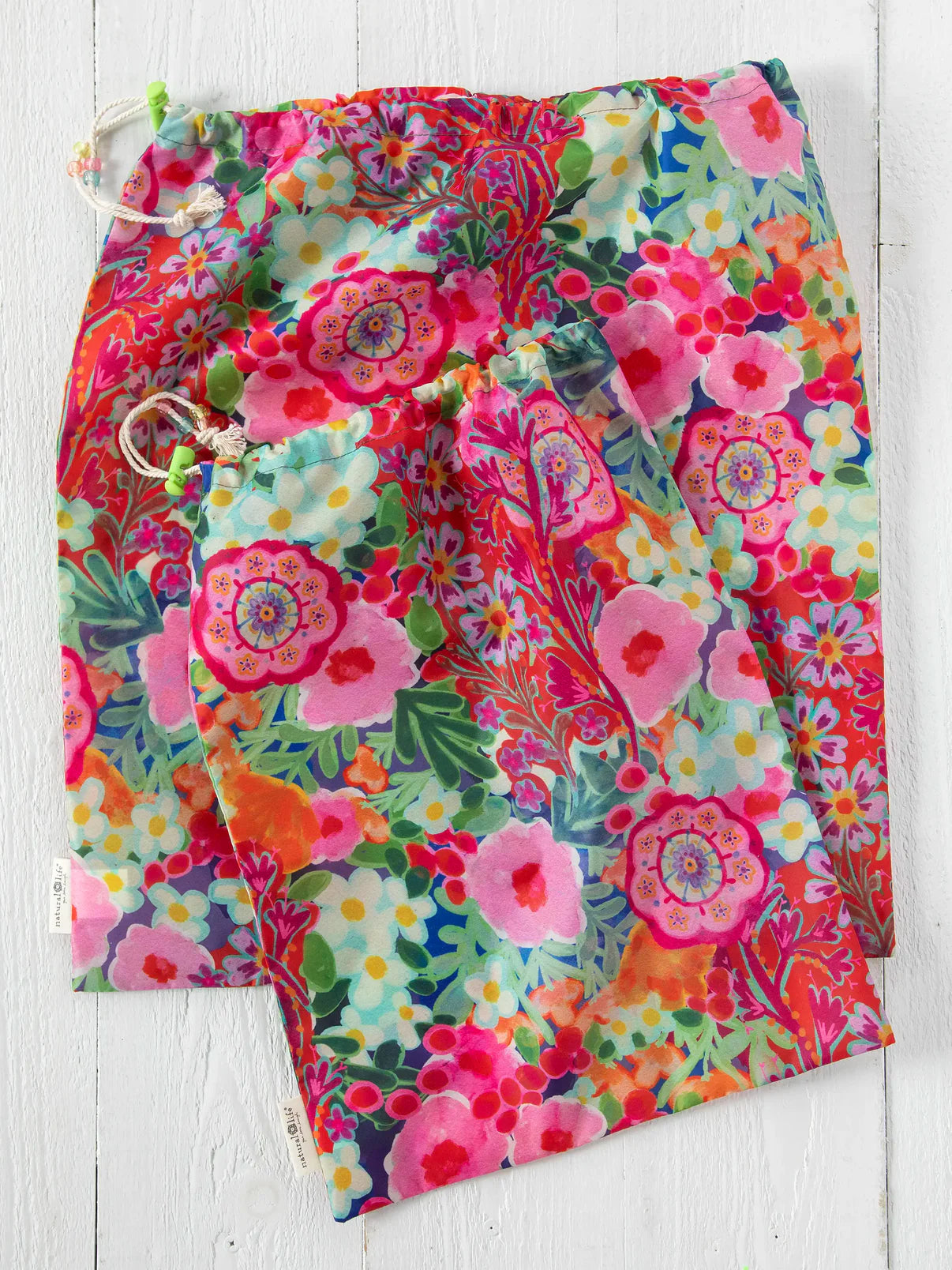 Travel Laundry Bag Set // Pink Painted Garden