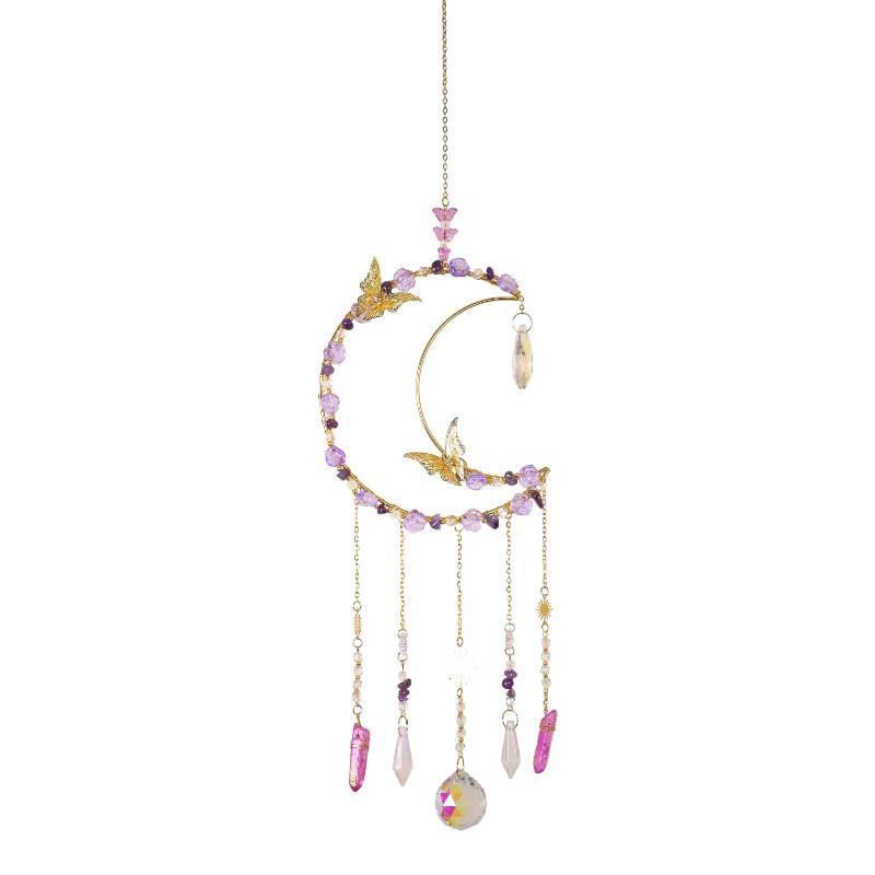 Suncatcher // Crystal Moon with Gold Butterflies // 52cm
