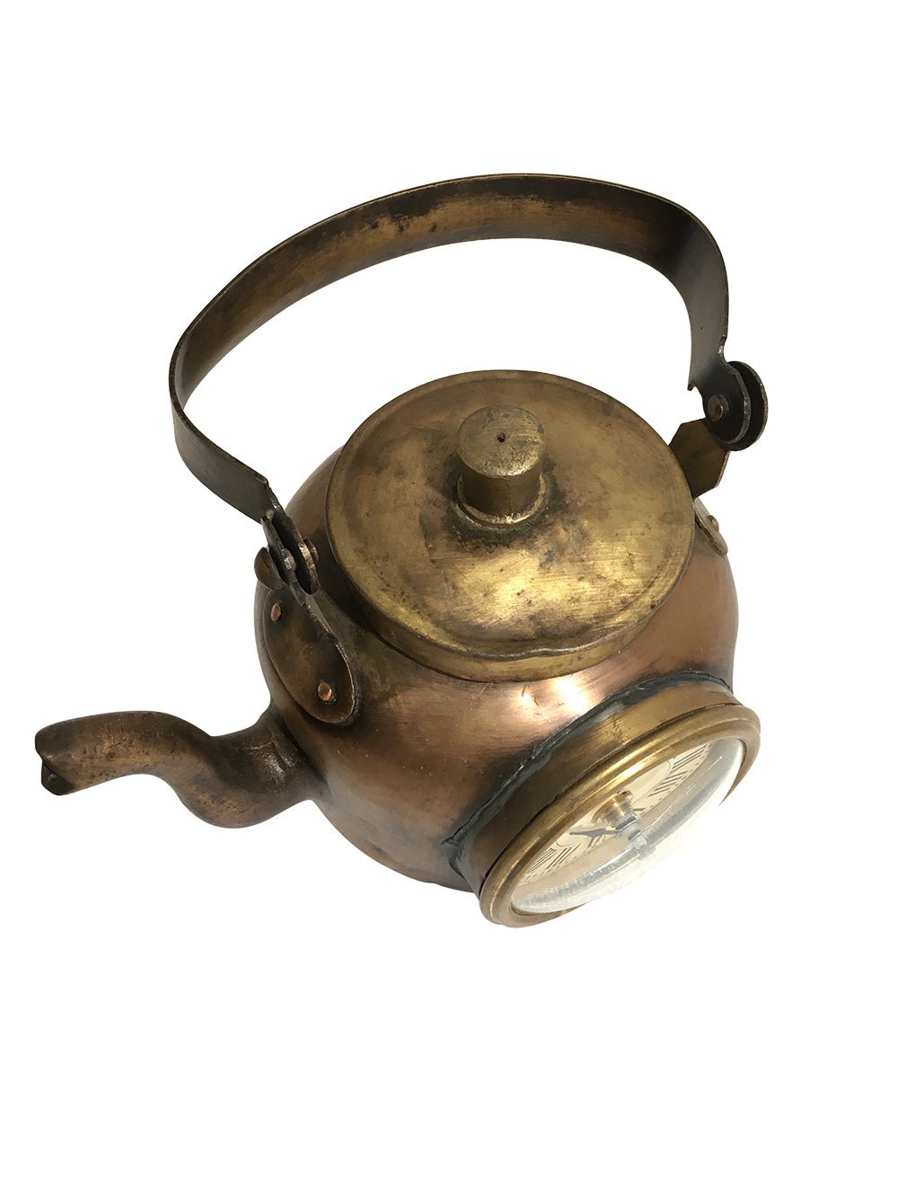 Table Clock - Old Brass Tea Kettle - ( TC109 ) - Vintage World Australia - 6