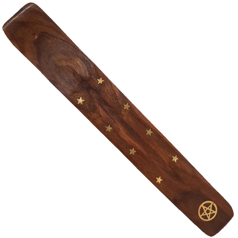 Incense Holder // Wooden Ash Catcher // Pentacle Inlay