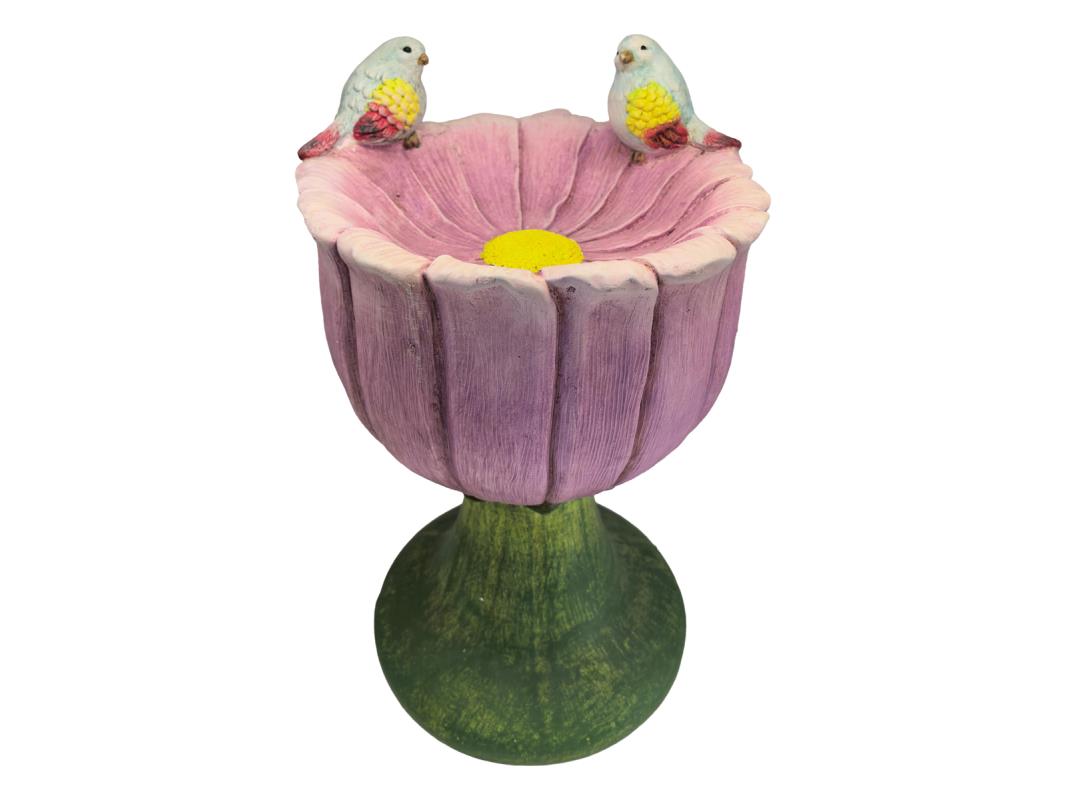 Birdbath // Flower With Twin Blue Birds // 46cm