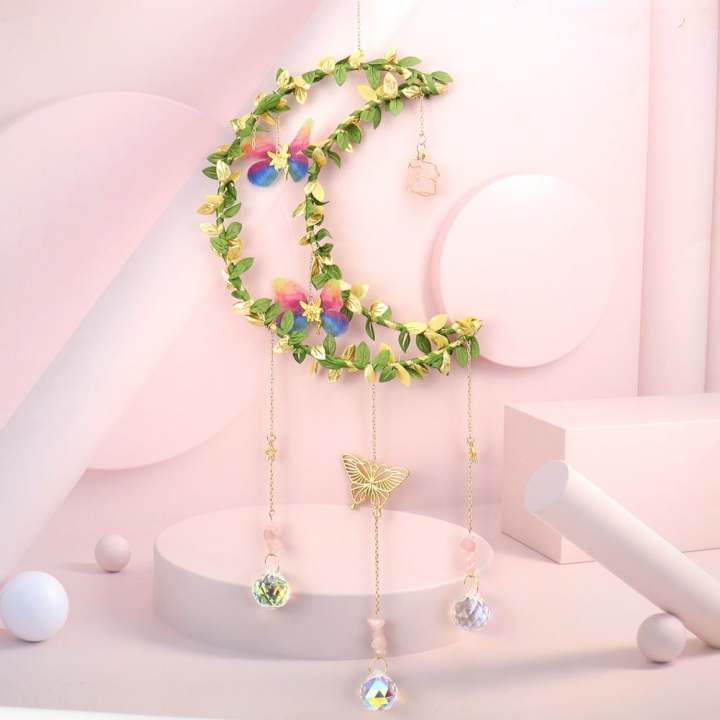 Hanging // Crystal Crescent Moon // Rose Quartz