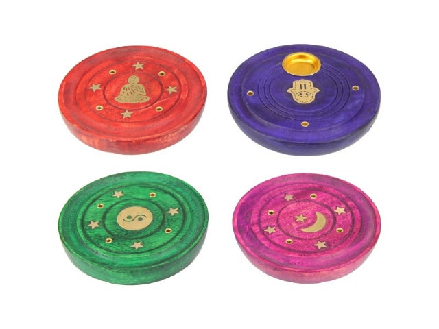 Incense Holder // Flat Round Mystic // 4 Assorted Colours