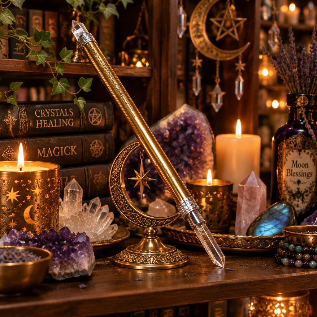 Wand // Gold Crystal Healing Wand // 19cm