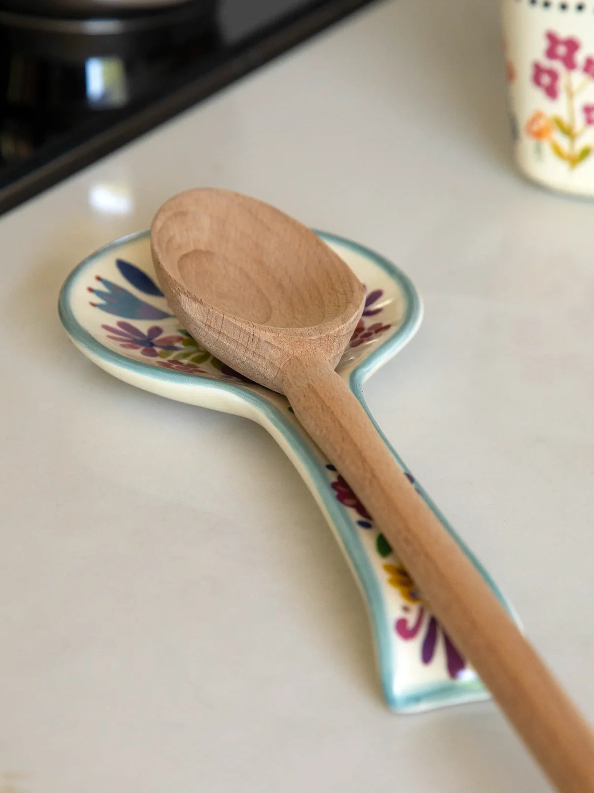 Ceramic Spoon Rest // Folk Flower