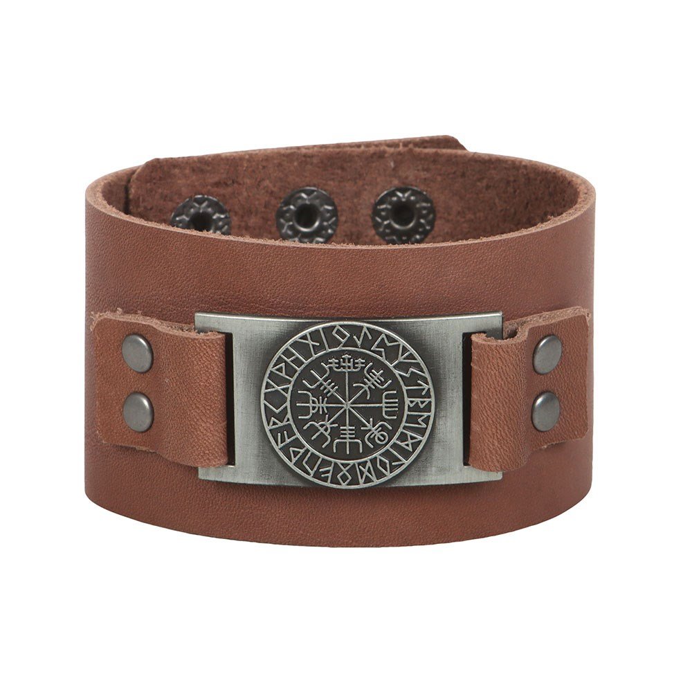 Viking // Leather Cuff Bracelet // Compass