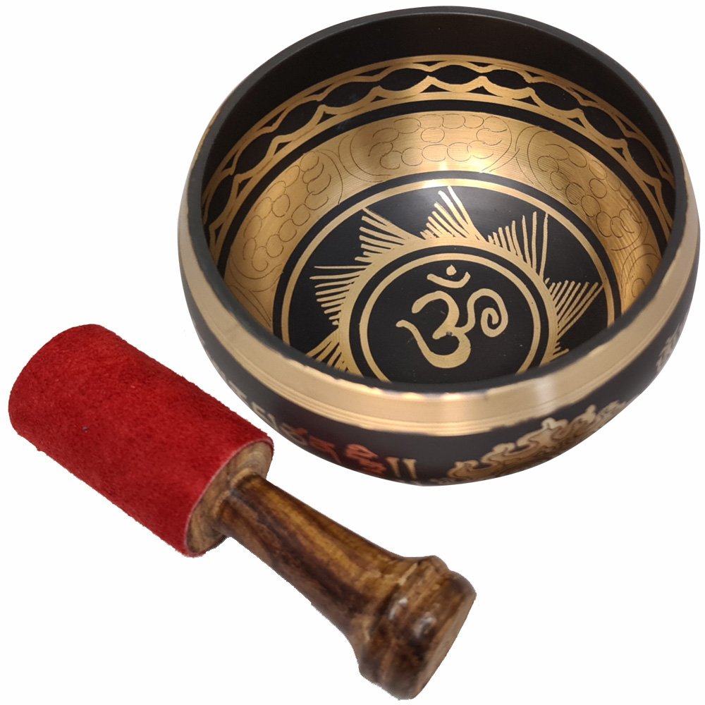 Singing Bowl // Om Mantra Black // 10 cm