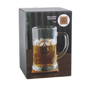 Celtic // Triquetra Knot Glass Beer Tankard with Coaster