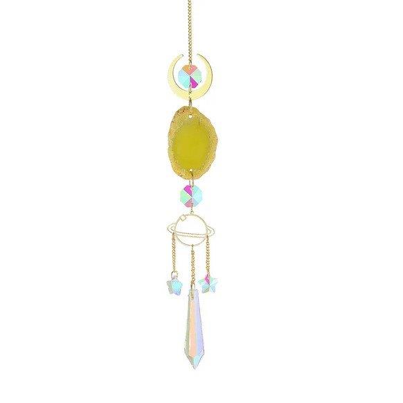 Hanging // Planet & Moon With Yellow Agate // 23cm