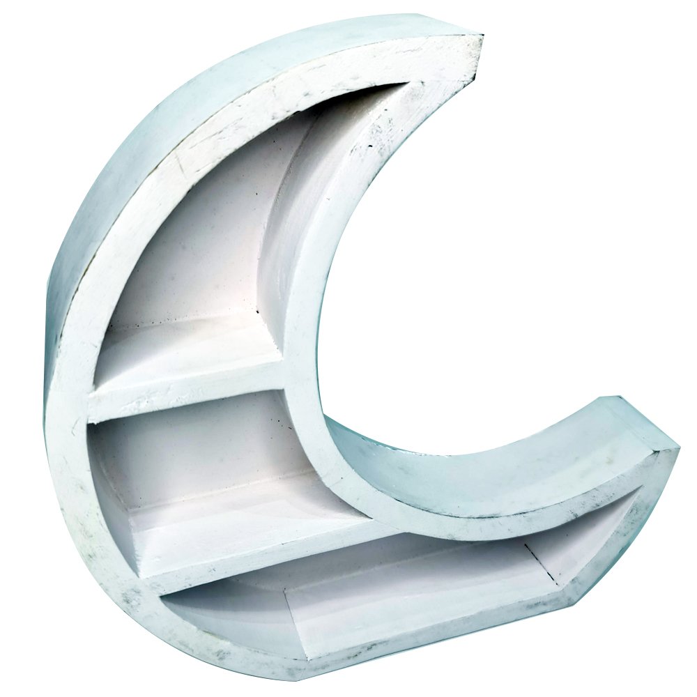 Wooden Shelf // Whitewash Crescent Moon // 5cm x 26cm x 26cm