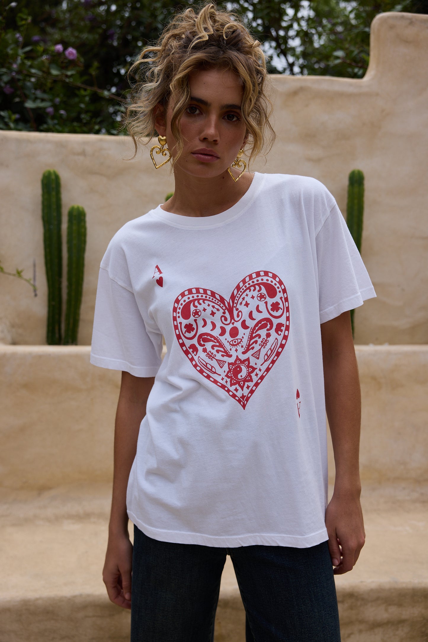 Ace of Hearts Relaxed Tee // White