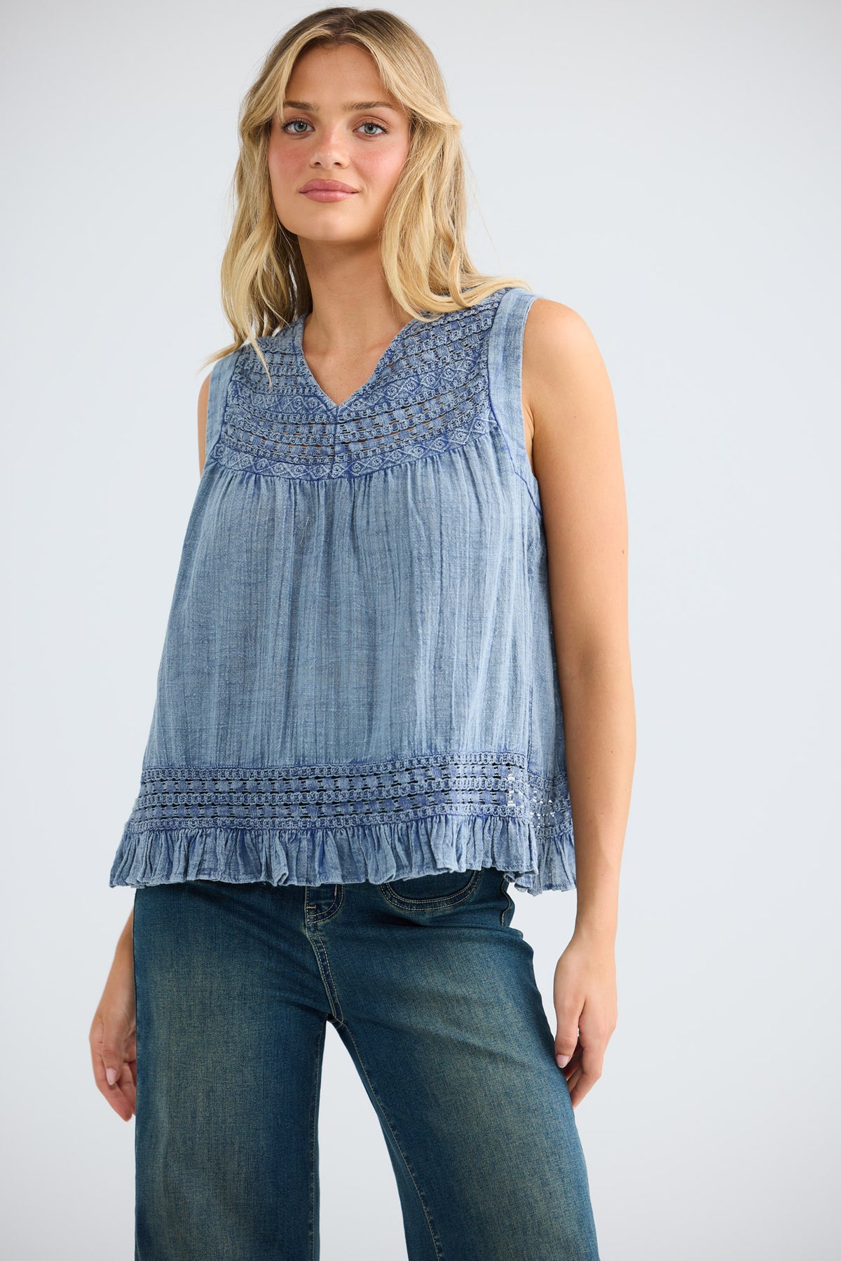 Freesia Top // Steel Blue