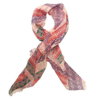 Cotton Scarf // Pink/Lilac Striped