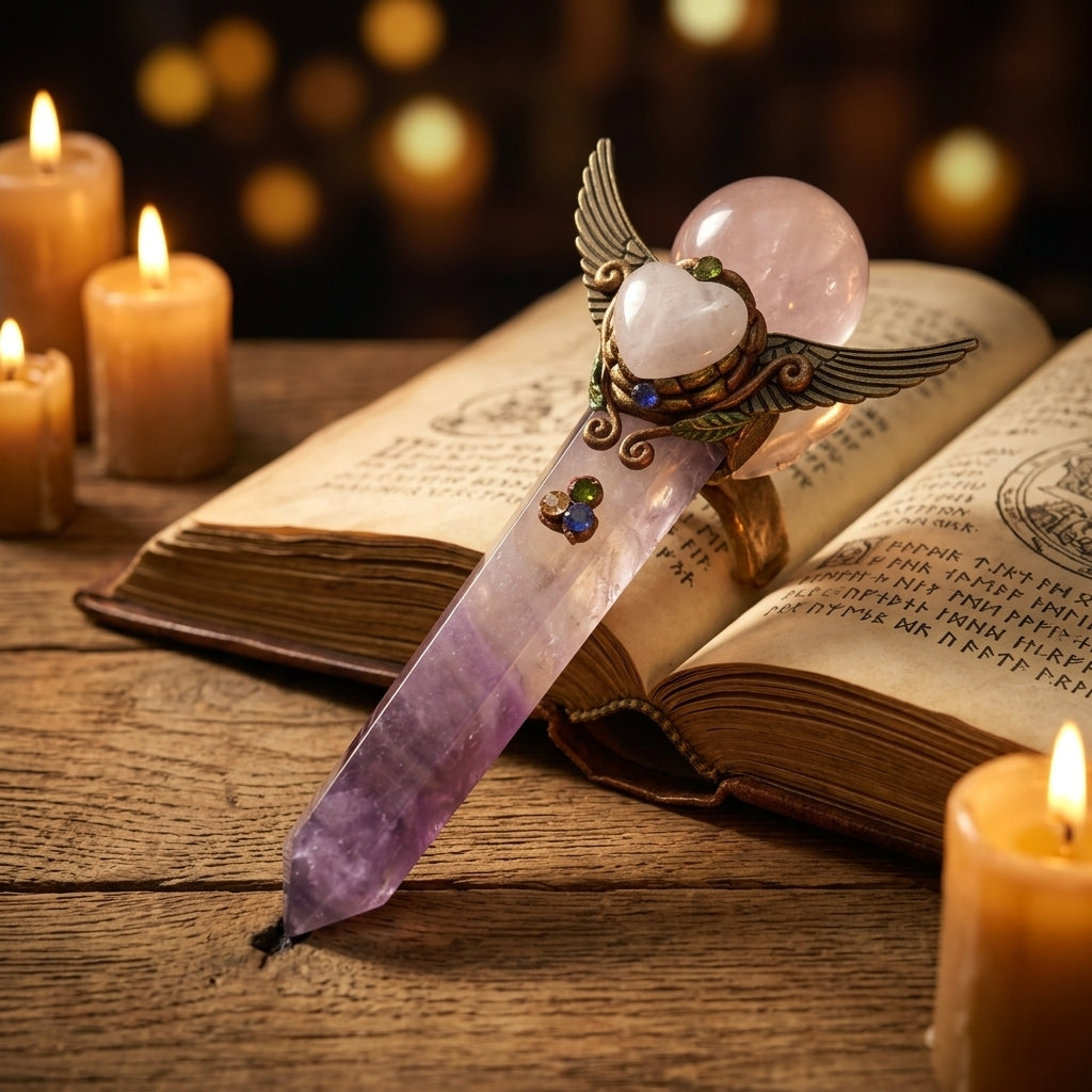 Crystal WInged Wand // Large // Amethyst