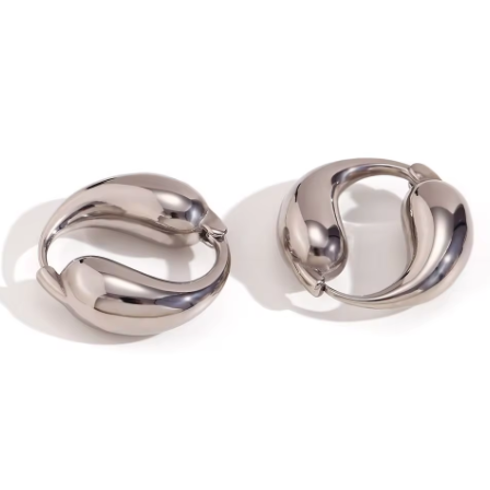 Earrings // Water Drop Hoop // Silver