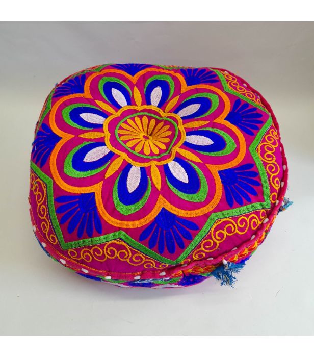 Meditation Cushion // Embroidered // 8 Flowers