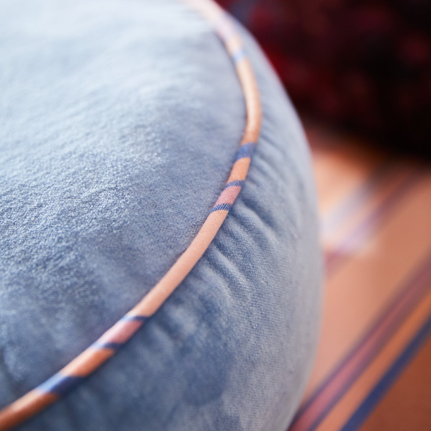 Castilo Round Velvet Cushion // Blue Jean