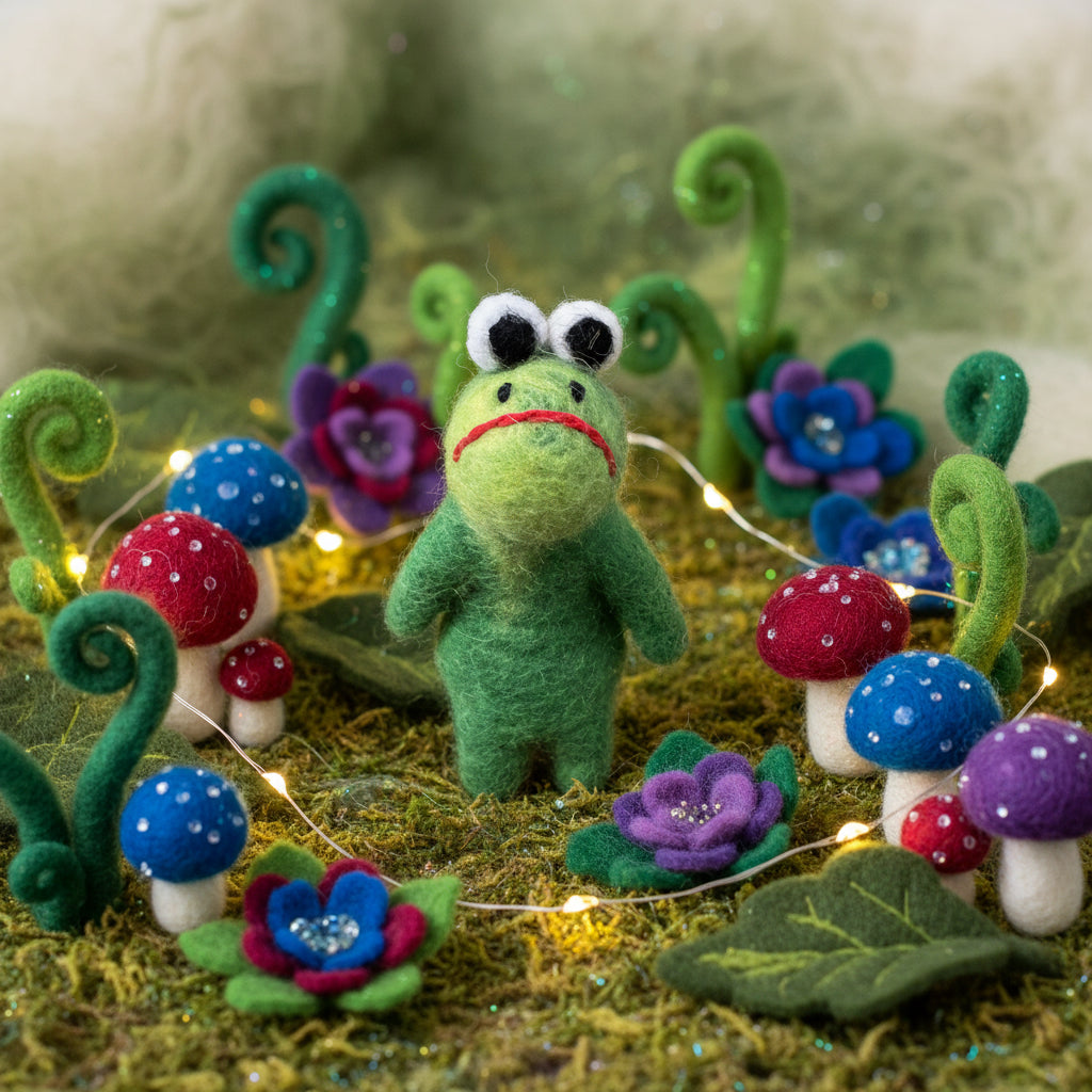 Felt // Finger Puppet // Grumpy Frog