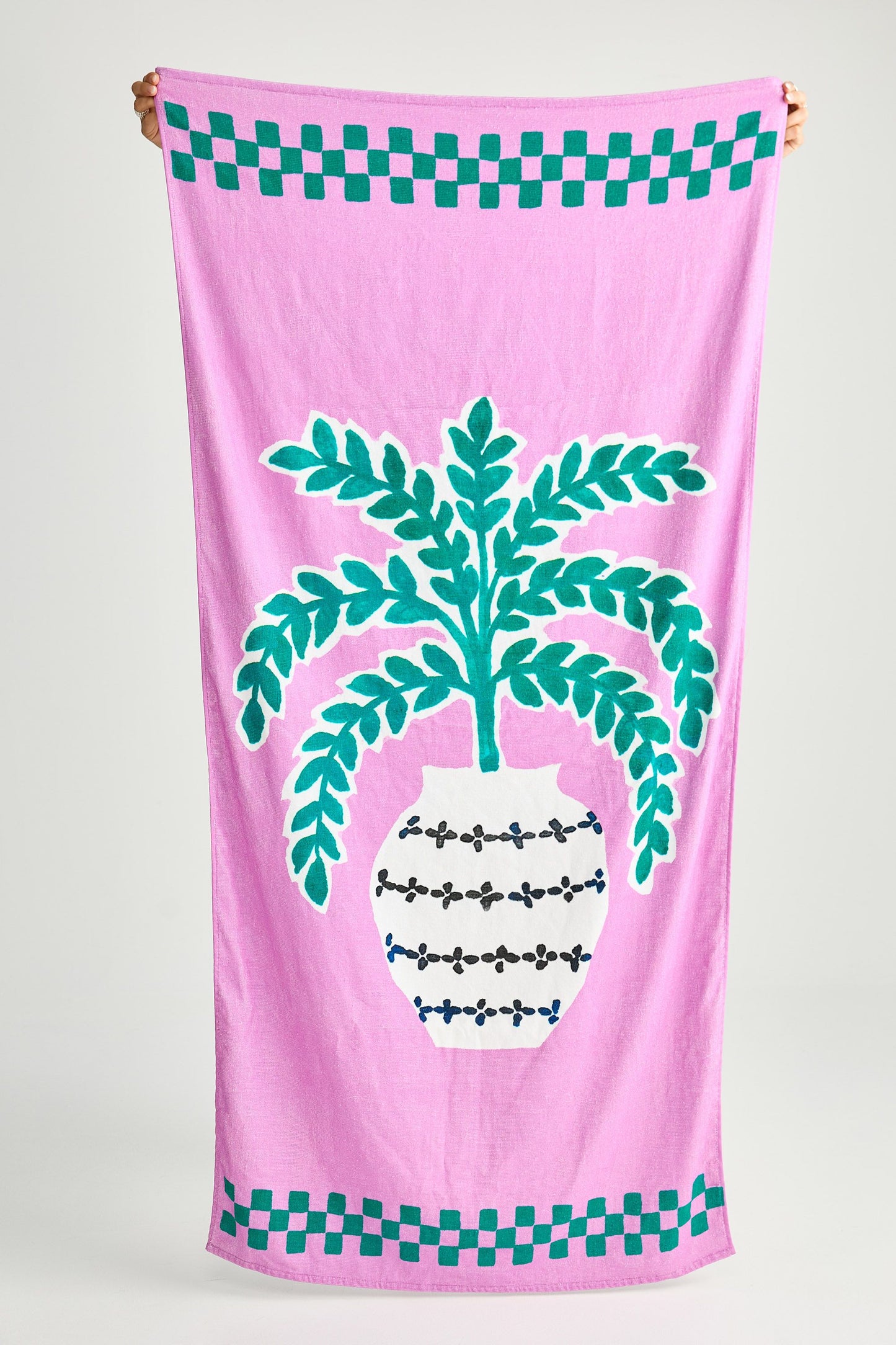 Pot Palm Beach Towel // Purple