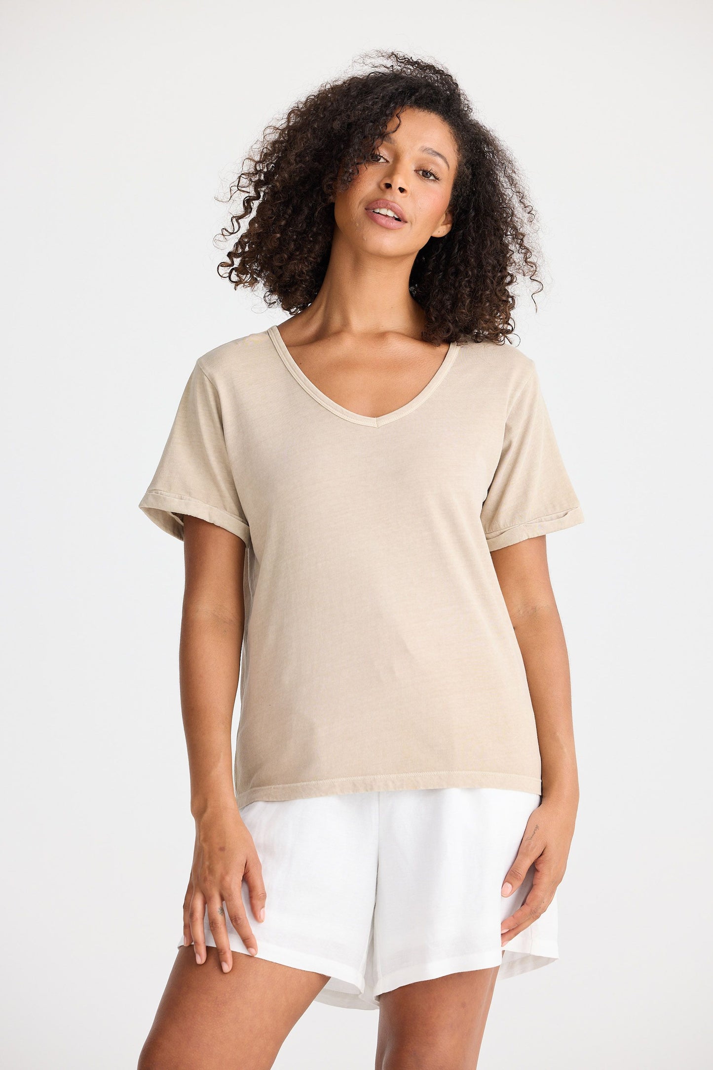Kasai Shirt Sleeve Tee // Natural