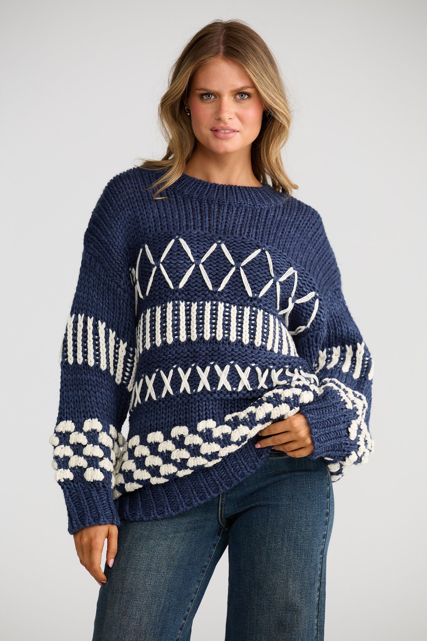 Colorado Knit // Denim Blue W White
