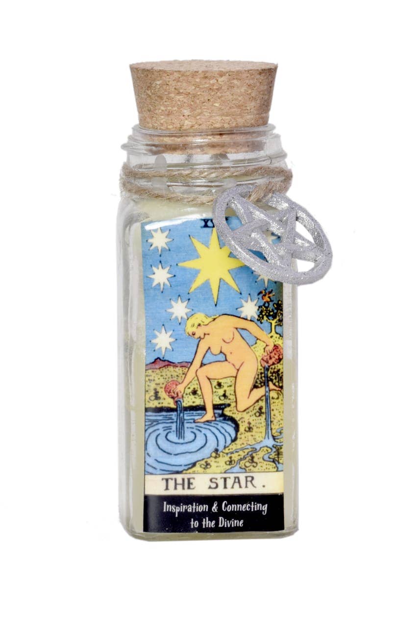 CANDLE - The Star Tarot 100gms with herbs and crystals