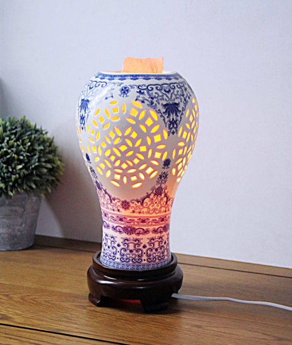 Salt Lamp Lantern // Blue + White
