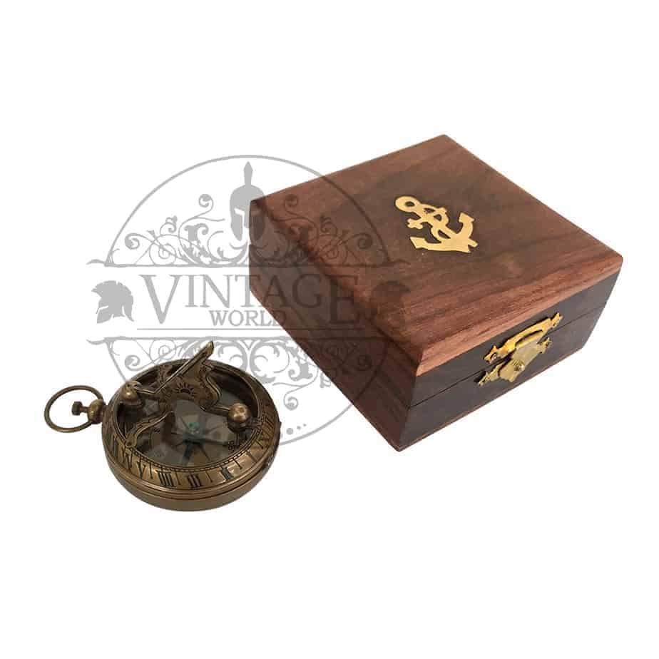 Antique Finish 45mm Pocket Sundial Compass