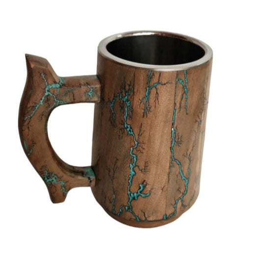 Medieval Beer Mug - Fractal Burning Wood - Vintage World Australia - 1