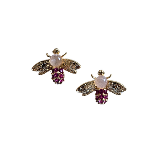 Earring // Bee Gem Stud // Pink