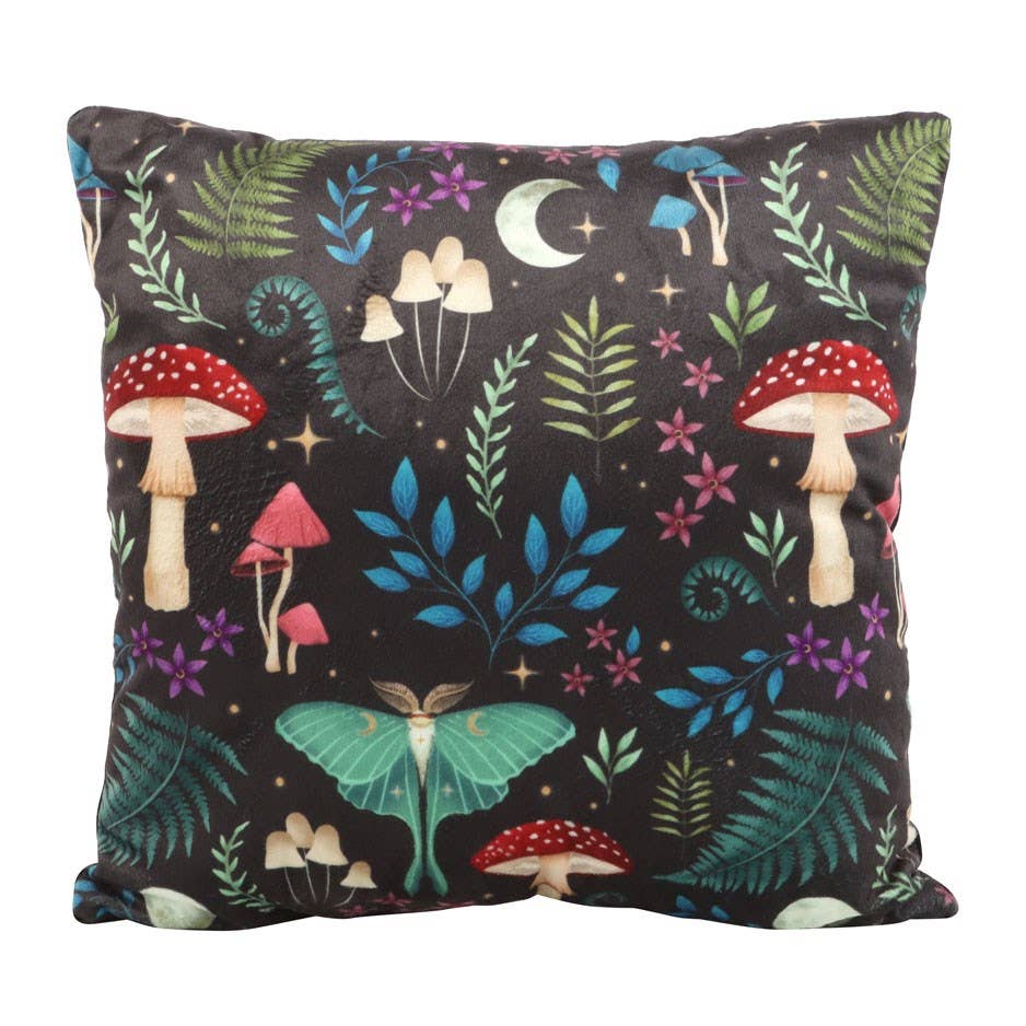 Square Dark Forest Print Polyester Cushion 35cm