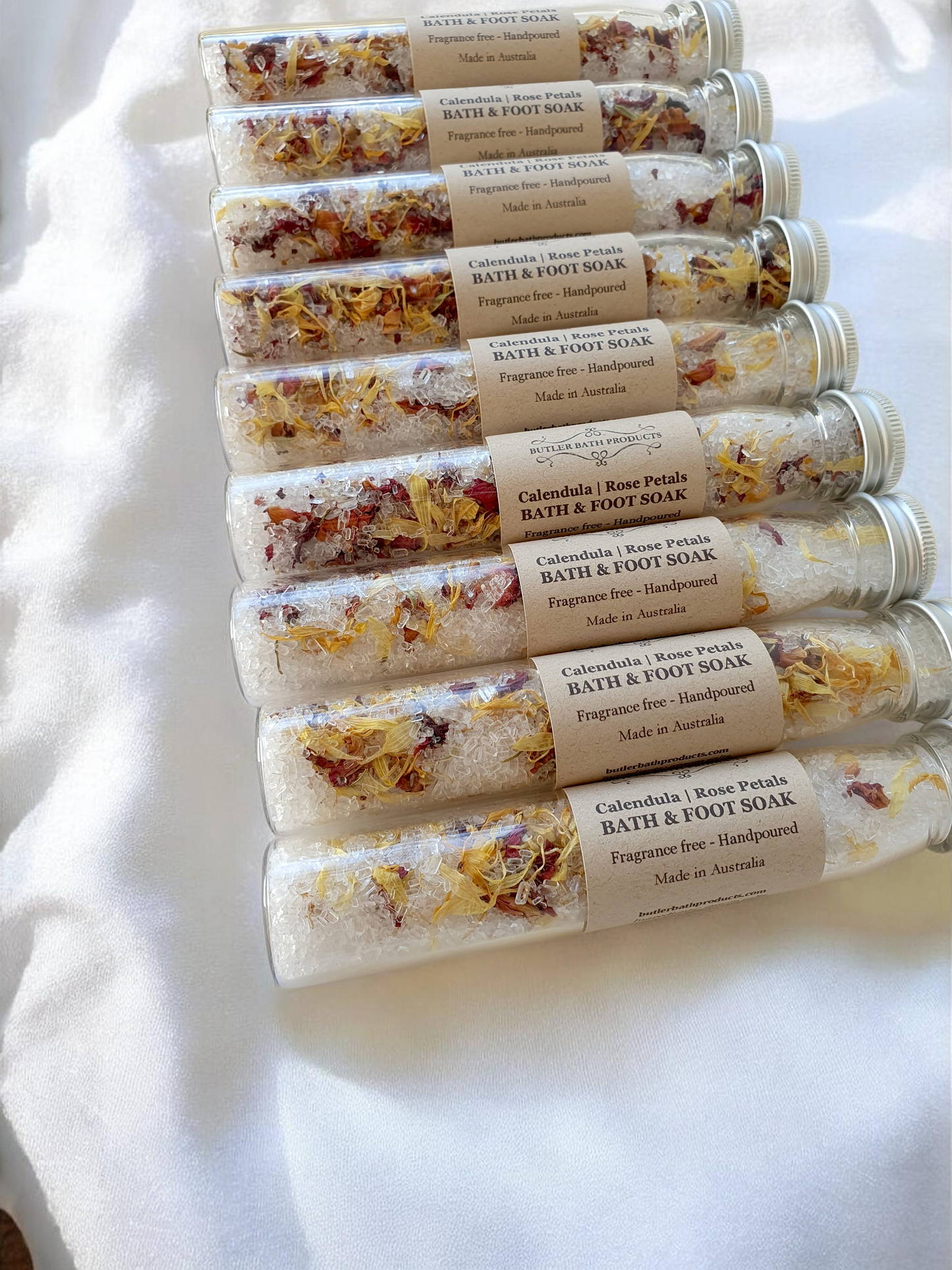 Calendula & Rose Petal Bath salt test tube // Epsom salt