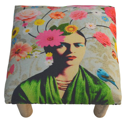 Grey Floral Stool // 40x40x22cm