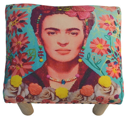 Blue Floral Design Stool // 40x40x22cm