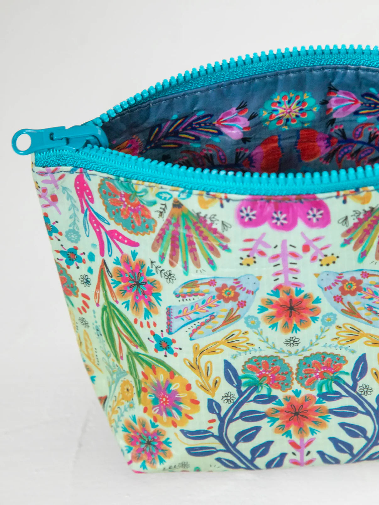 Small Recycled Zipper Pouch // Cream Floral