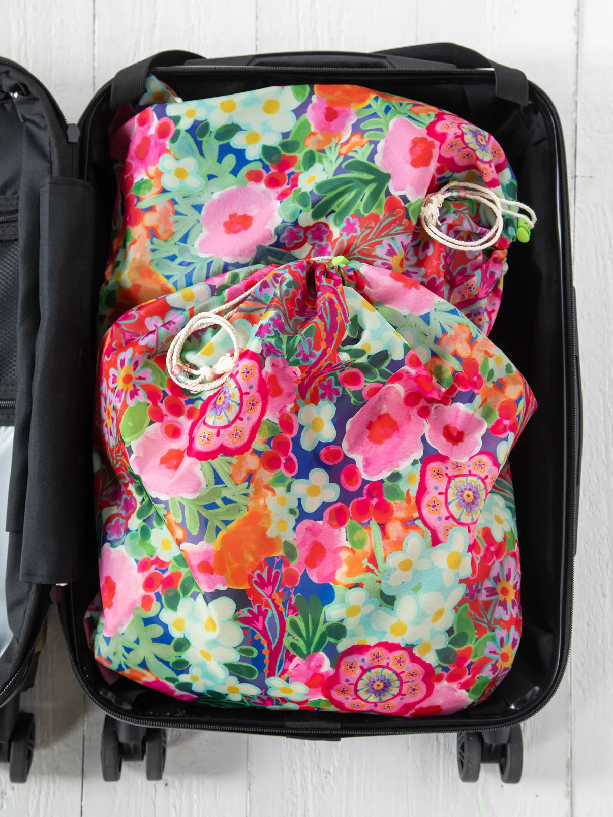 Travel Laundry Bag Set // Pink Painted Garden