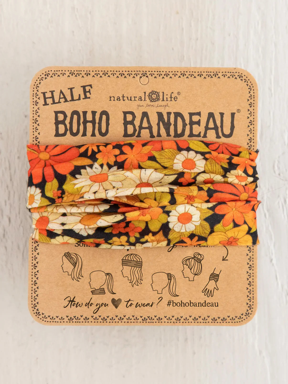 Half Boho Bandeau® Headband // Ditsy Garden Black