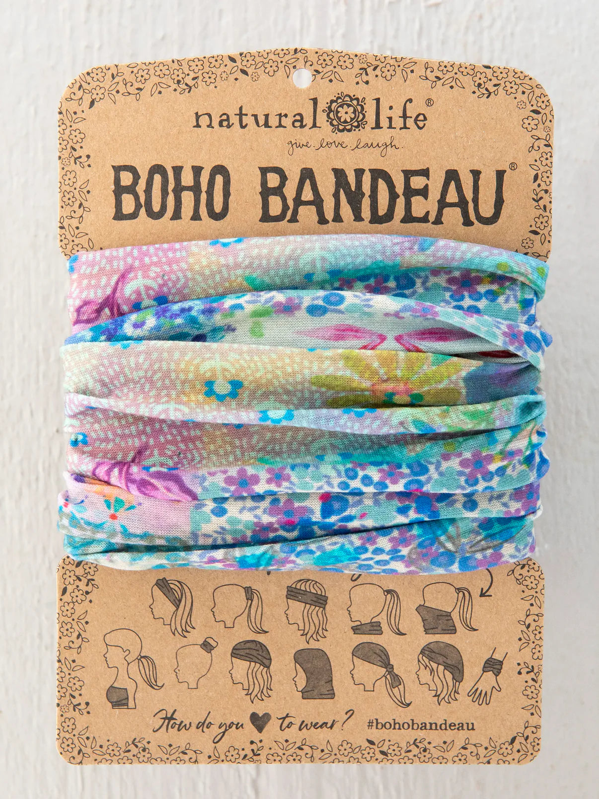 Full Boho Bandeau® Headband // Blue Watercolor Patchwork