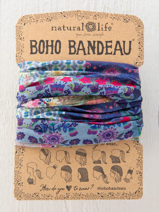 Full Boho Bandeau® Headband // Blue Patchwork