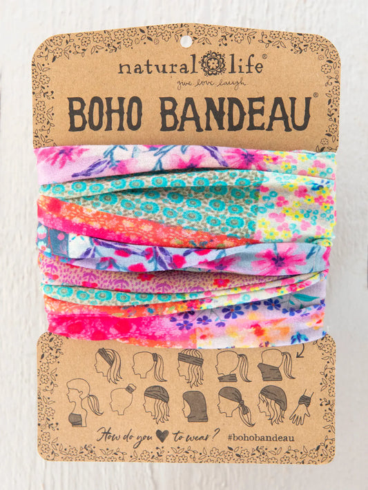 Full Boho Bandeau® Headband // Pink Watercolor Patchwork