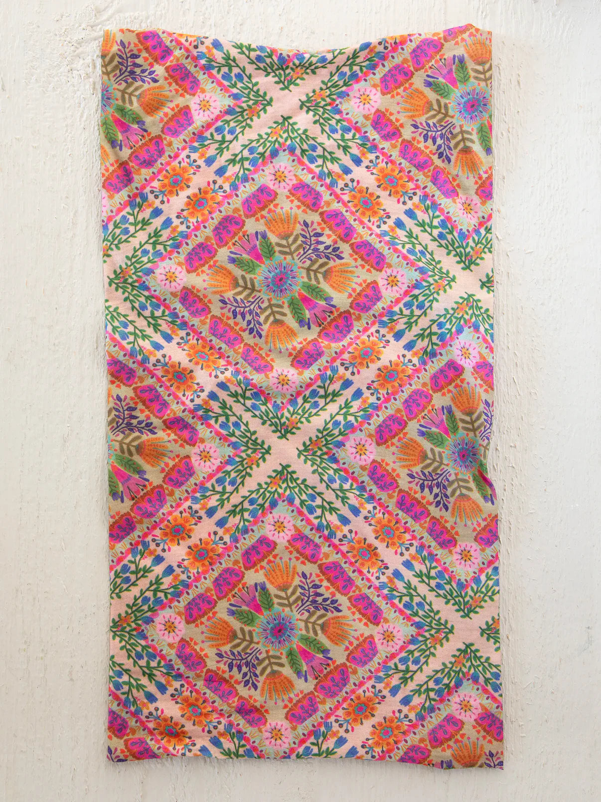 Full Boho Bandeau® Headband // Pink Floral Diamonds