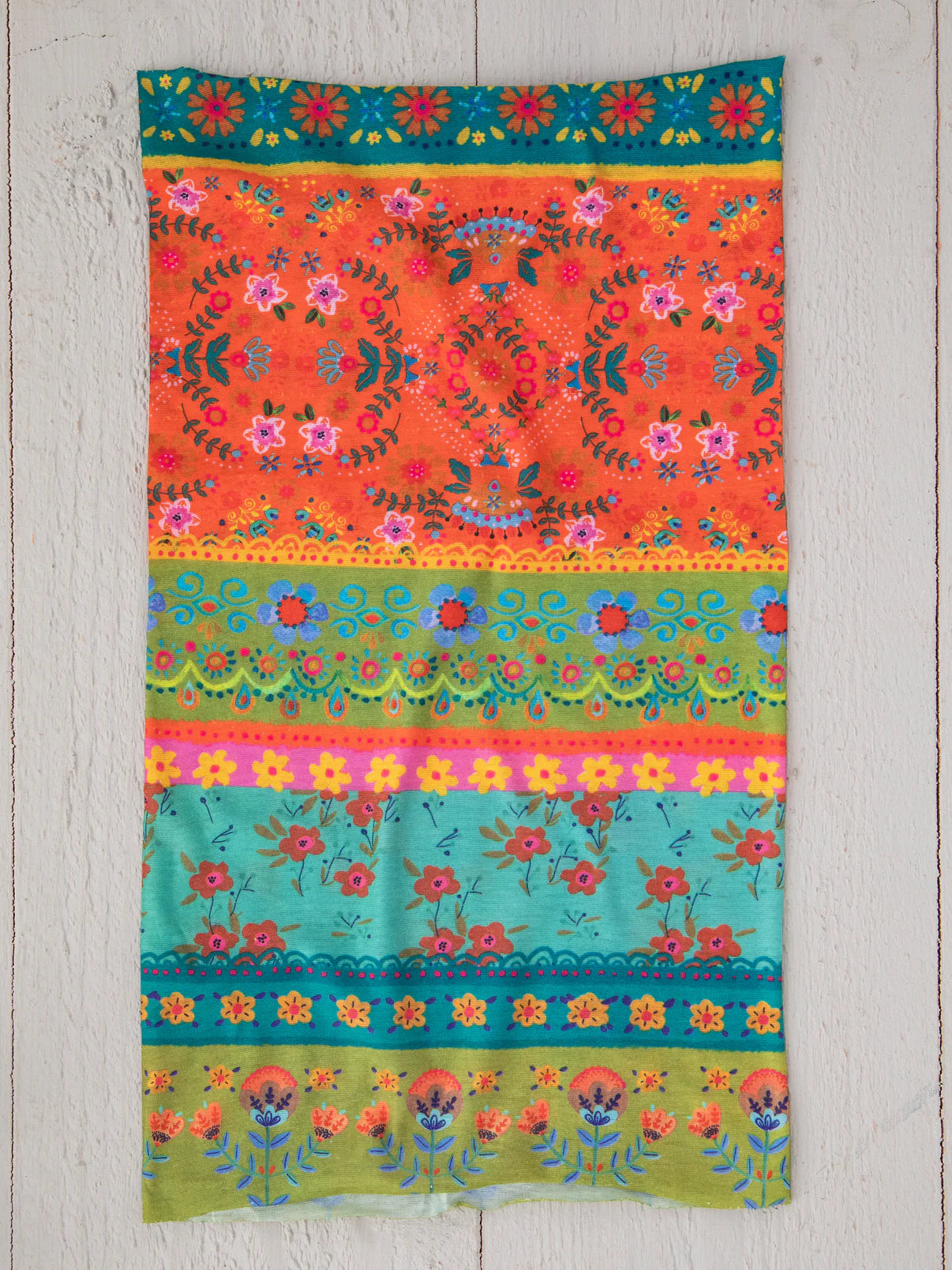 Full Boho Bandeau® Headband // Orange Green Border