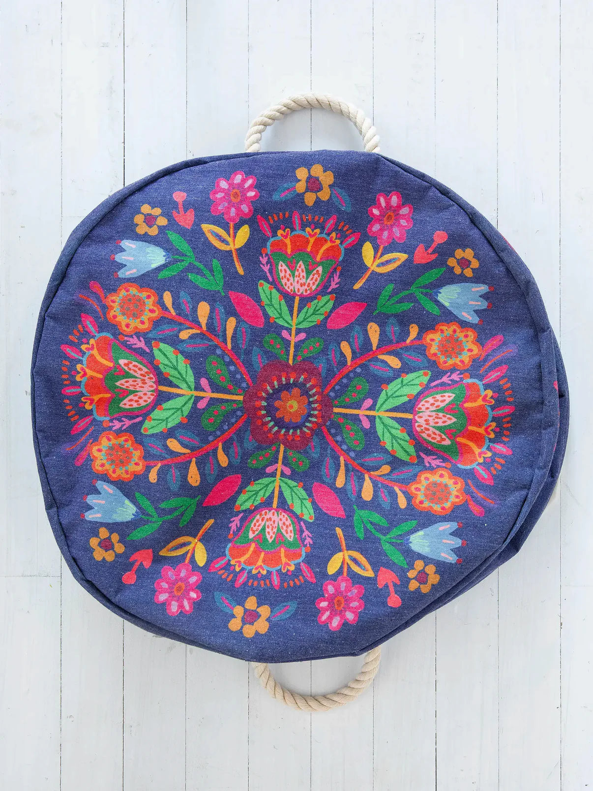 Boho Printed Laundry Hamper // Blue Folk Flower