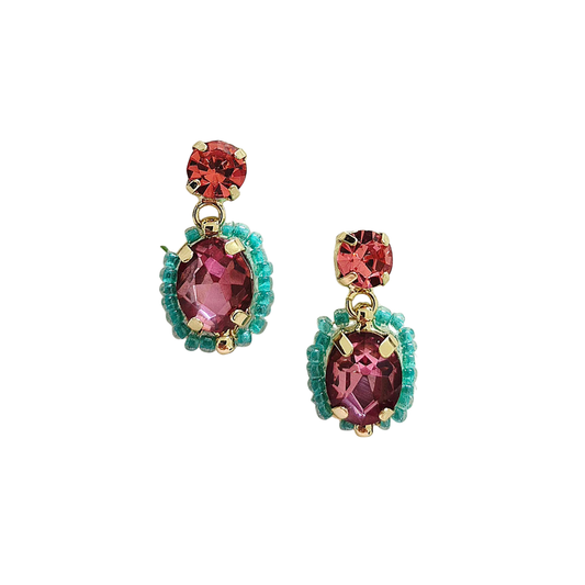 Earring // Statement Gem // Turquoise Hot Pink