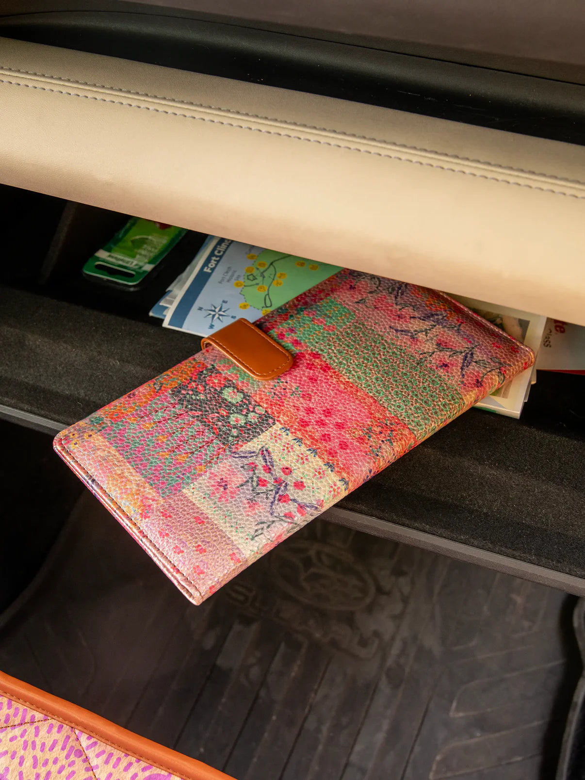 Car Document Holder // Pink Watercolor Patchwork