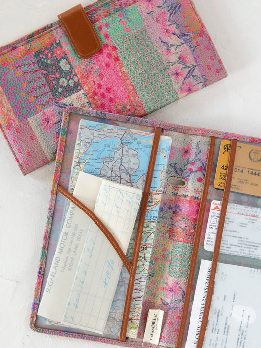 Car Document Holder // Pink Watercolor Patchwork